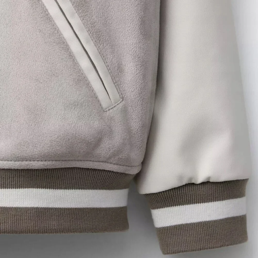 ZARA‎ FAUX SUEDE COMBINATION BOMBER JACKET